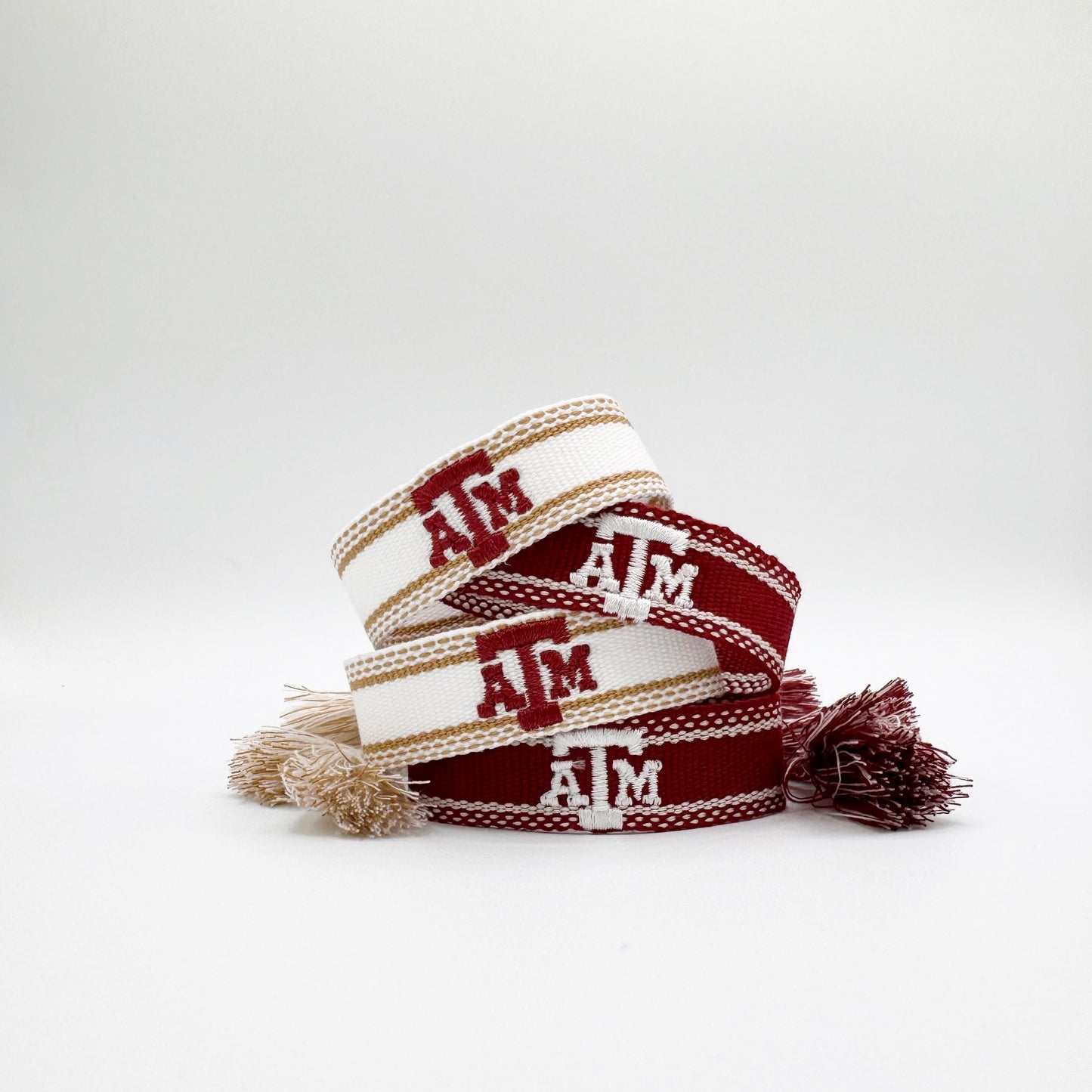 Texas A+M University game day bracelet gold trim