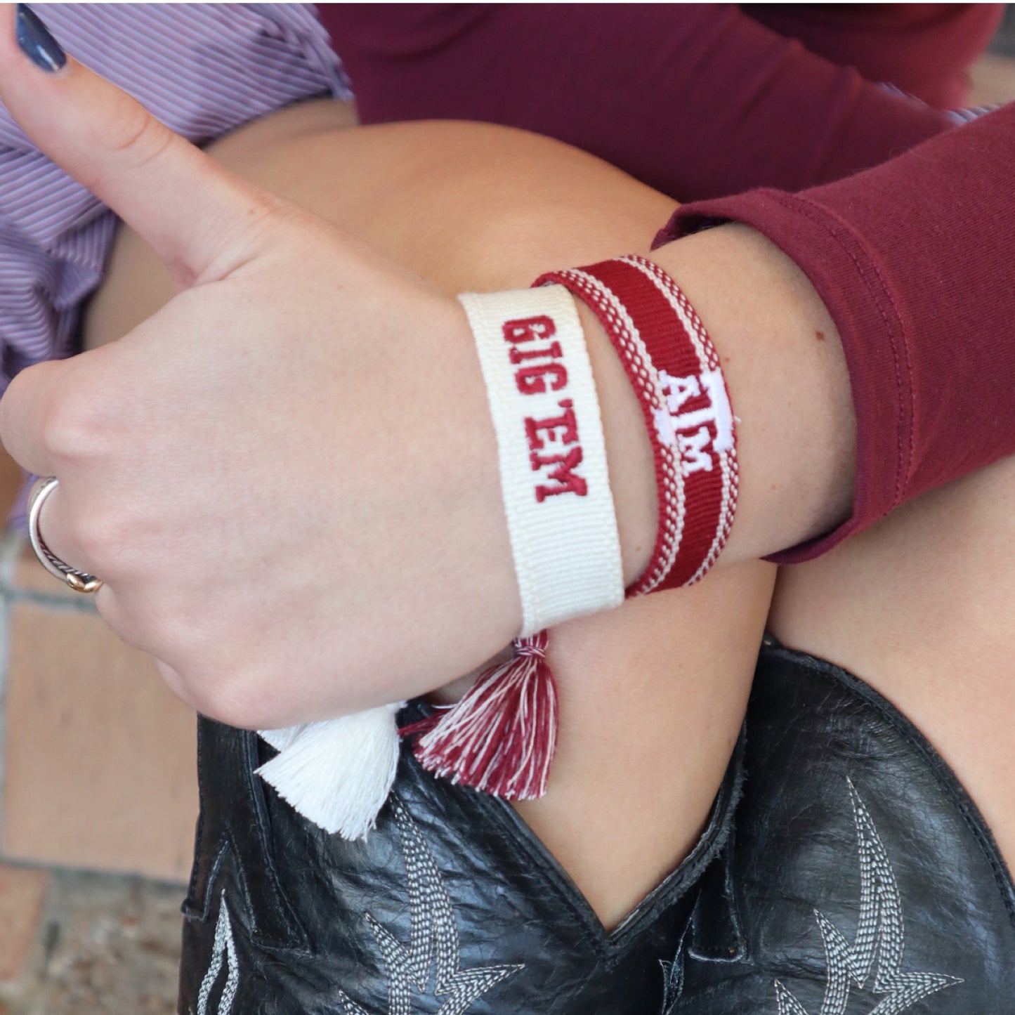 Texas A+M University GIG ‘EM game day bracelet