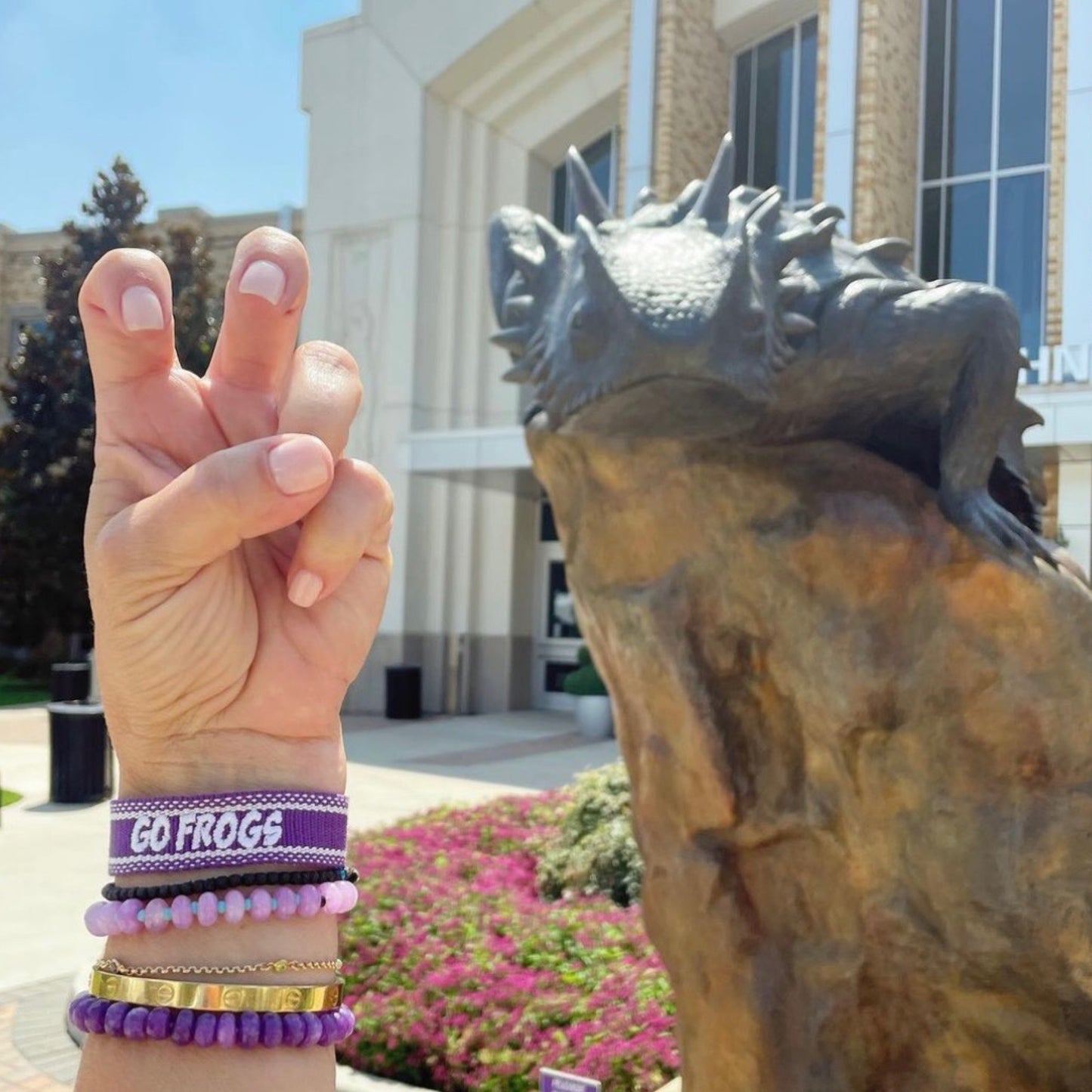 GO FROGS game day bracelet in perfect purple