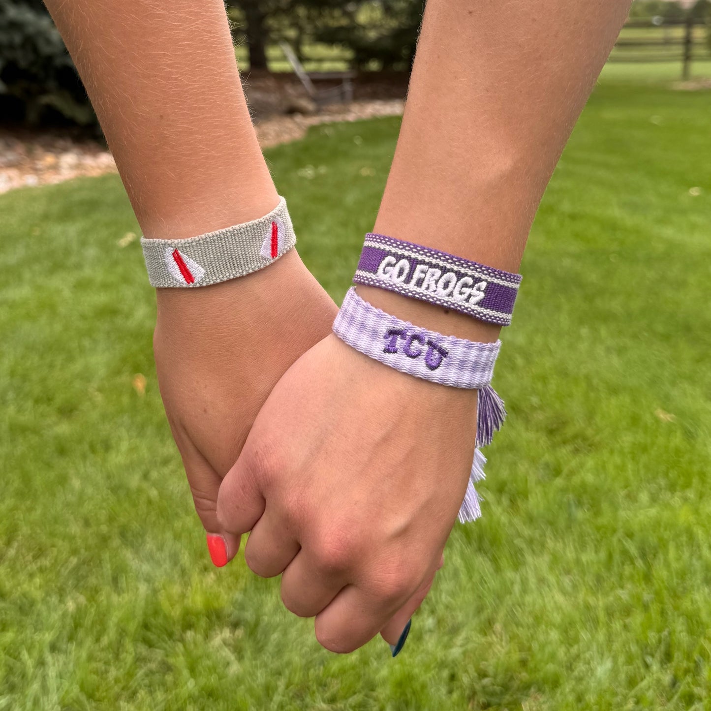 TCU lavender gingham game day bracelet