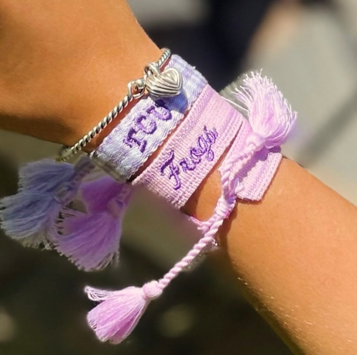 TCU lavender gingham game day bracelet