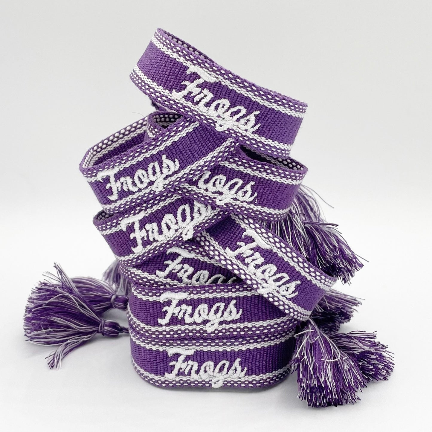 FROGS VINTAGE SCRIPT game day bracelet in perfect purple