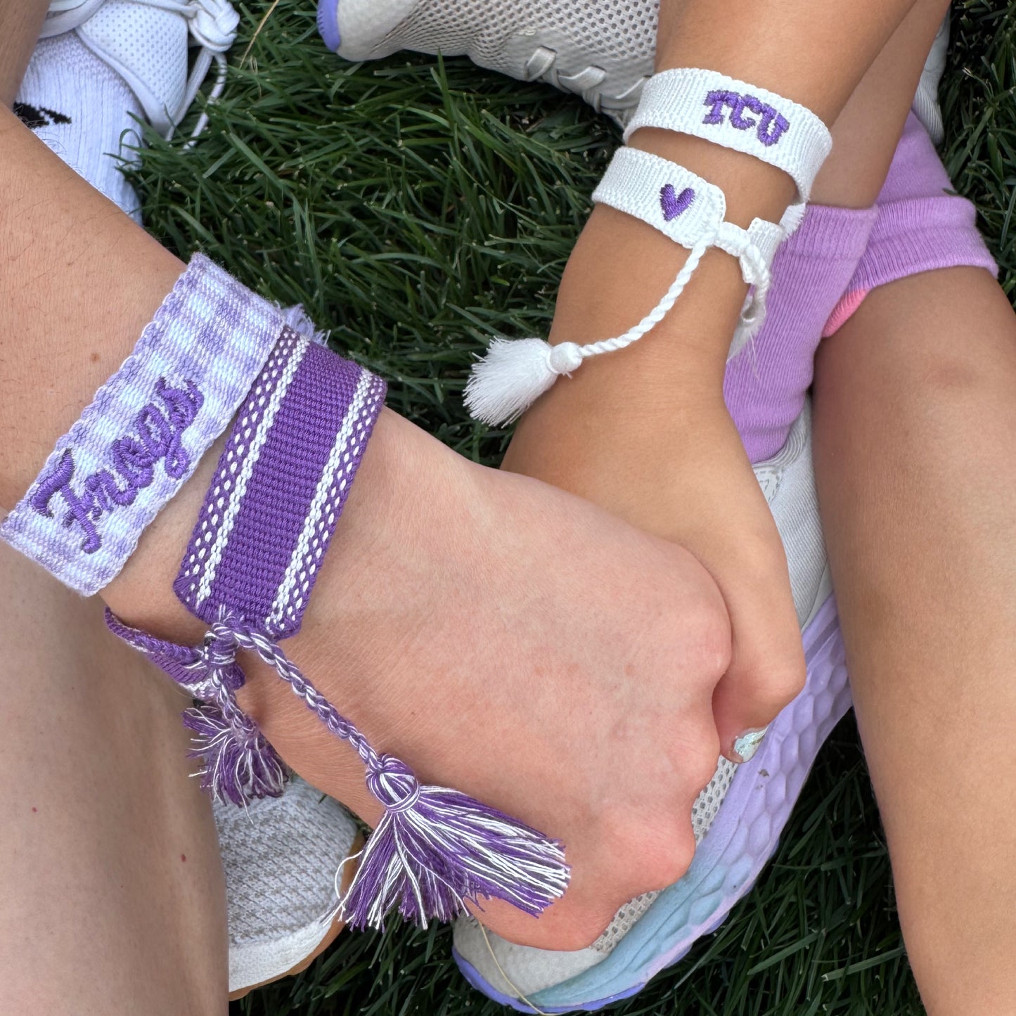 tiny TCU tassel bracelet