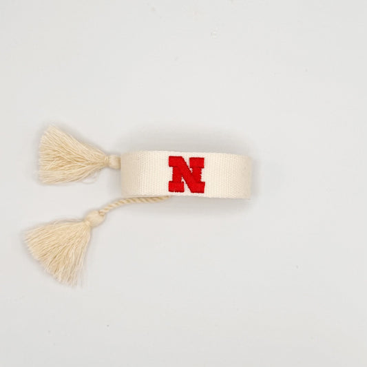 University of Nebraska game day bracelet in cream