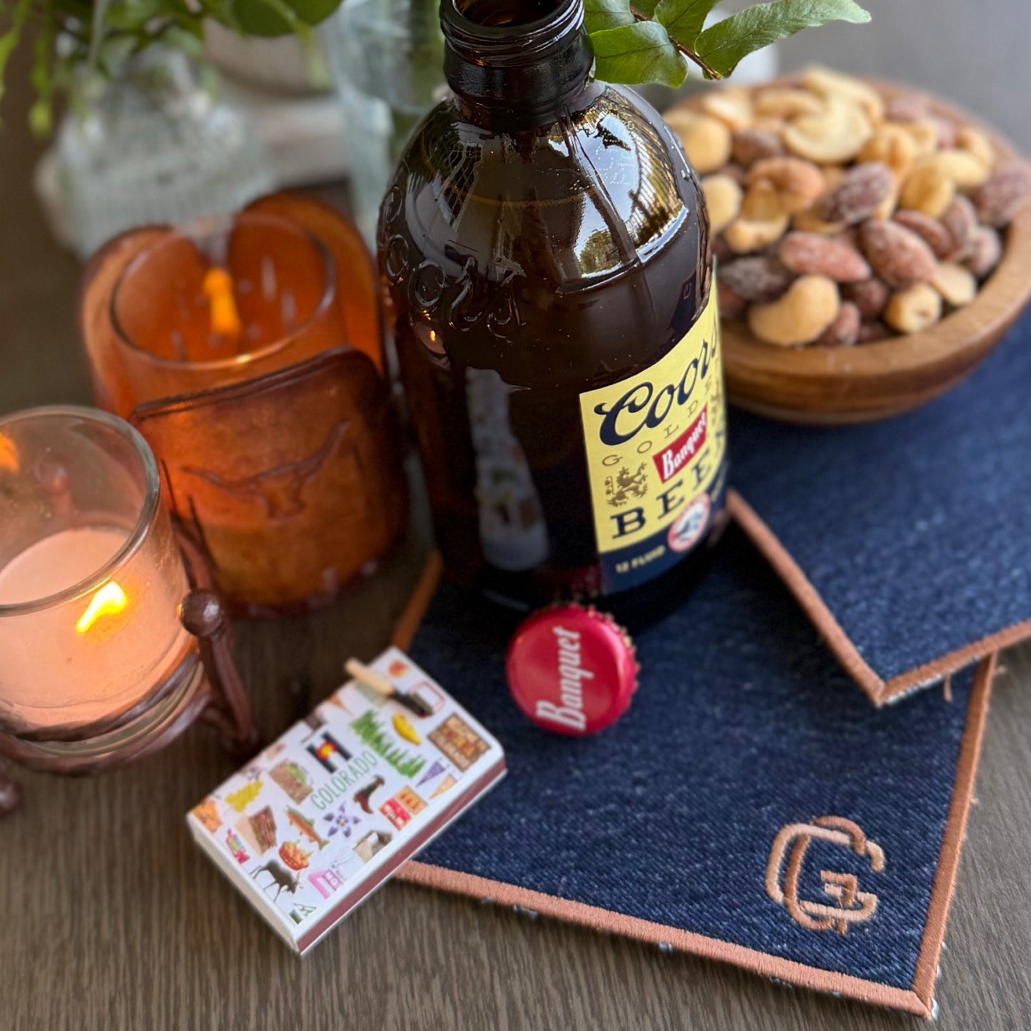 denim drink coaster